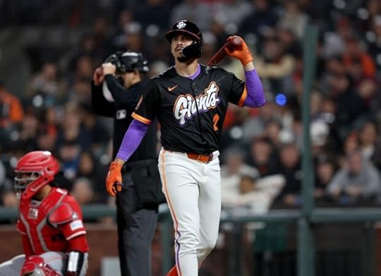 San Francisco Giants' Willy Adames #2 reacts after striking out looking against Cincinnati Reds relief pitcher Nick Lodolo #40 in the sixth inning of their MLB game at Oracle Park in San Francisco, Calif., on Tuesday, April 8, 2025. (Jane Tyska/Bay Area News Group)