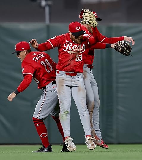 Cincinnati Reds outfielders TJ Friedl, #29 Cincinnati Blake Dunn #59...
