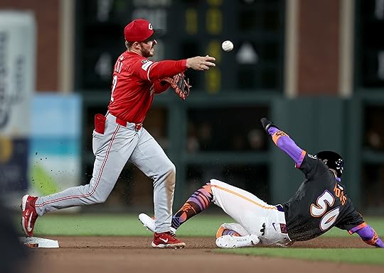 San Francisco Giants’ Christian Koss #50 is out at second...