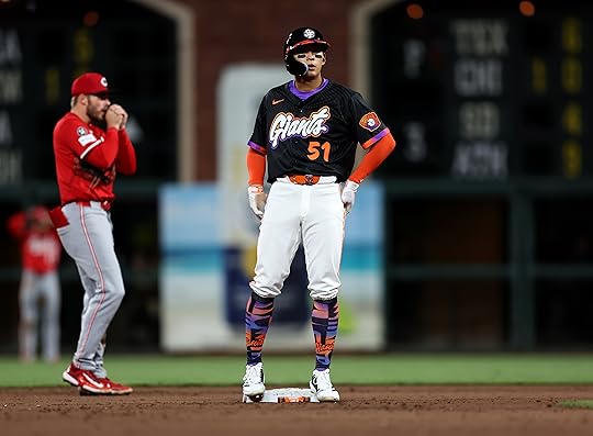 San Francisco Giants’ Jung Hoo Lee #51 reaches second base...