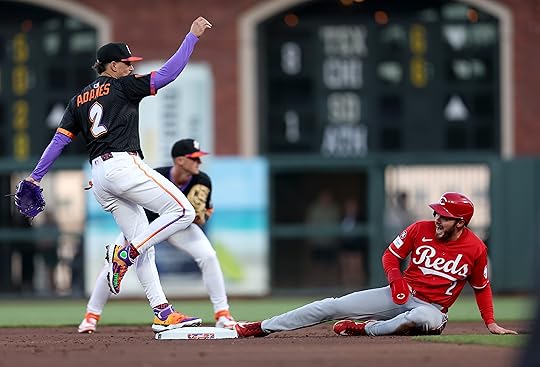 San Francisco Giants shortstop Willy Adames #2 completes throws to...