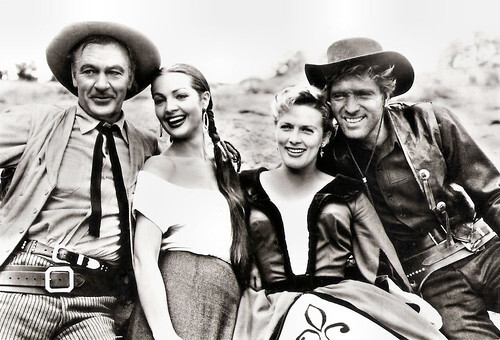 Gary Cooper, Sara Montiel, Denise Darcel and Burt Lancaster in Vera Cruz (1954)