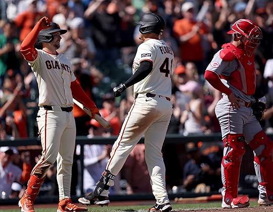 San Francisco Giants’ Wilmer Flores #41 celebrates his solo home...