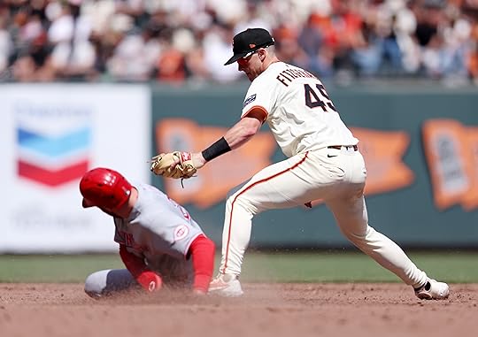 San Francisco Giants second baseman Tyler Fitzgerald #49 is late...