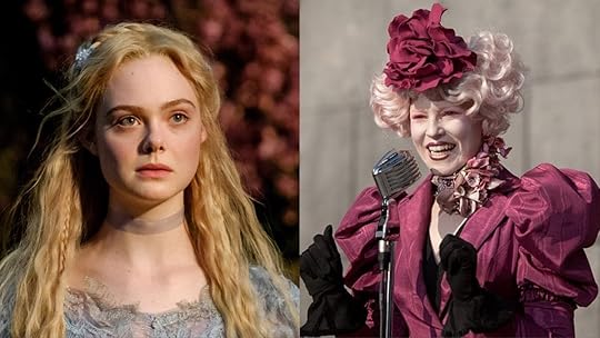 Elle Fanning and Elizabeth Banks as The hunger games Effie Trinket