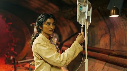image of doctor who star varada sethu as belinda chandra in russell t davies episode the robot revolution
