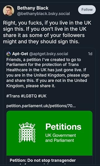 uk petition to not restrict healthcare to transgender folks.