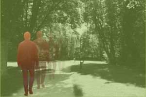 Disappearing figure in park