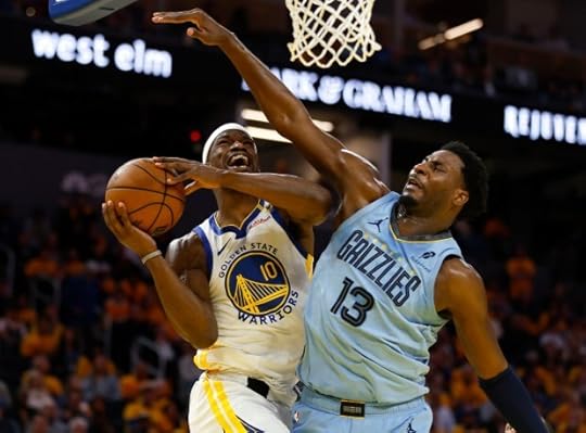 Golden State Warriors' Jimmy Butler III (10) is fouled by Memphis Grizzlies' Jaren Jackson Jr. (13) in third quarter of their NBA play-in tournament game at the Chase Center in San Francisco, Calif., on Tuesday, April 15, 2025. (Nhat V. Meyer/Bay Area News Group)