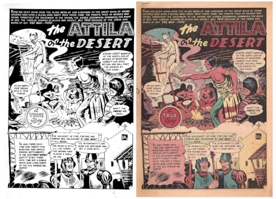 Original black and white artwork and tear sheet from the finished comic. 'The Attila of the Desert' from Redskin #6, April 1952