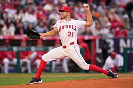 Los Angeles Angels starting pitcher Tyler Anderson throws to the plate during the first inning of a baseball game against the San Francisco Giants, Friday, April 18, 2025, in Anaheim, Calif. (AP Photo/Mark J. Terrill)