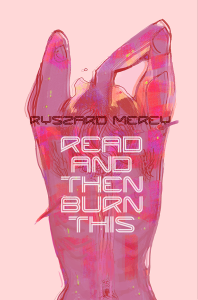 Read and then Burn This by Ryszard Merey with a man facing backwards on the cover.