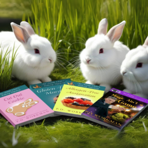 easter bunnies with cozy mystery books