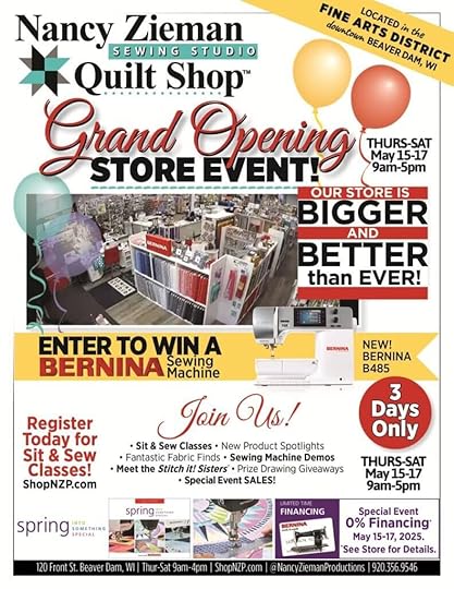 2025 Grand Re-Opening Event at The Nancy Zieman Sewing Studio & Quilt Shop in Downtown Beaver Dam WI
