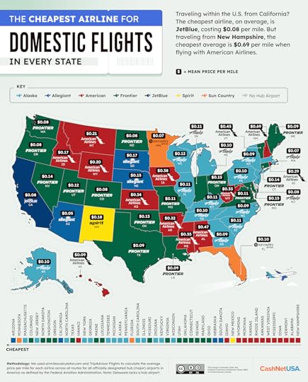 cheapest airlines by state for domestic flights usa