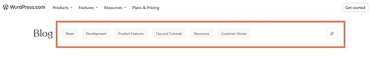 An orange box around the WordPress.com blog categories