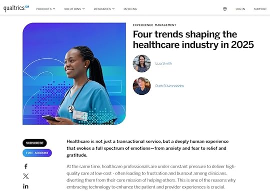 An example of a blog post from Qualtrics featuring an image, authors, title, and more