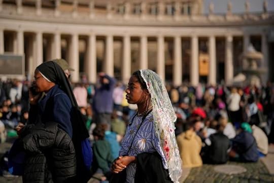 People wait for the funeral of Pope Francis