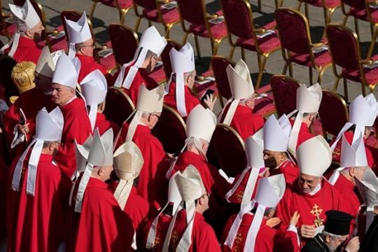 Cardinals take their seats for the funeral of Pope Francis in St. Peter's Square at the Vatican, Saturday, April 26, 2025. (AP Photo/Gregorio Borgia)