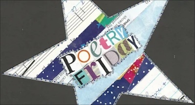 A star shape with a collage of images inside, including music notation and stars, also has the words 