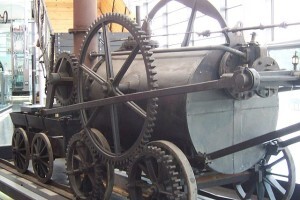 An early steam powered train engine