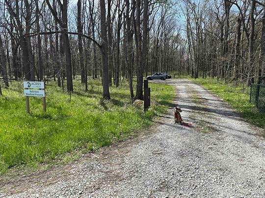 entrance to parking lot at Ruth Kern Woodland Preserve