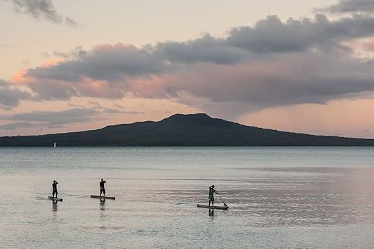 paddleboarders at Takapuna Beach, New Zealand