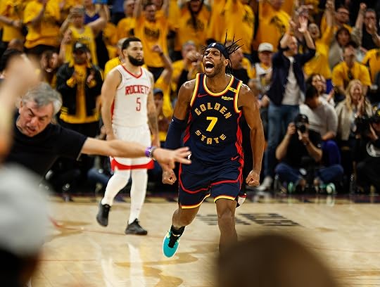Golden State Warriors’ Buddy Hield (7) celebrates after making a...
