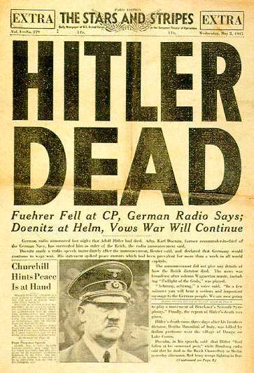 May 2, 1945 issue of US Army’s Stars and Stripes newspaper (Source: US Army)