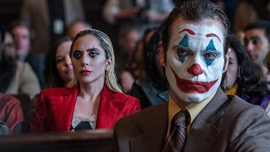 Lady Gaga and Joaquin Phoenix Phoenix as Lee Quinzel and Arthur Fleck in a court scene from Joker: Folie à Deux.