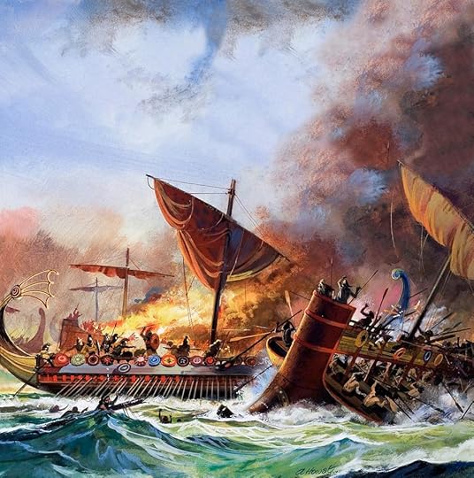 Battle of Salamis by Andrew Howat. Imagining Satyrus’ and Melitta’s battle in the sea against the men who hunted them.