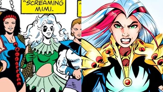(Left) the Marvel villain Screaming Mimi (Right) Her Thunderbolts identity as Songbird.