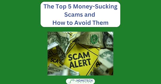 Money crinkled up around Scam yellow post its with SCAM ALERT printed on them