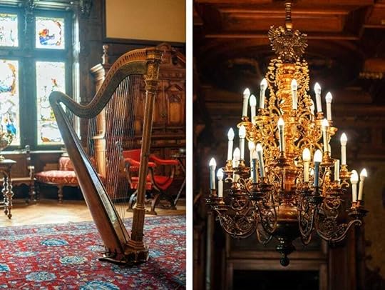 Furniture in the Music Room in Peles Castle Romania is carved of teak from India