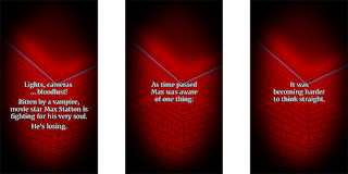 Three different images with a red background all with different text.