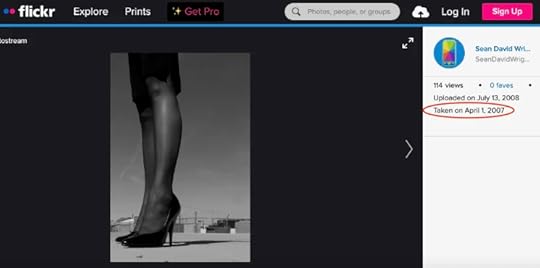 Social media post by Sean with a black and white photo of a woman's legs