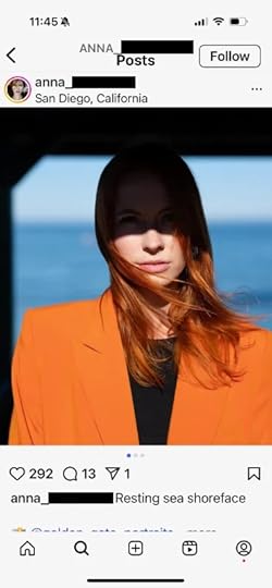 Social media post by Anna with a photo of herself.