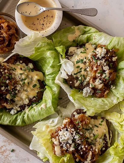 lettuce wrap burgers with caramelized onions