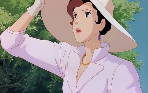 Gina looks to the sky, hopeful for Porco to land and accept her love.