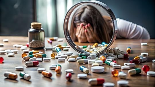 woman with table full of pills dual diagnosis