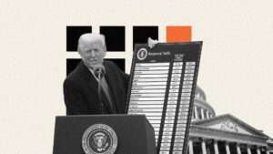 President Donald Trump holding a chart of 