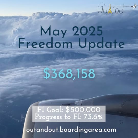 The image shows a view from an airplane window with clouds in the background. Overlaid text reads: