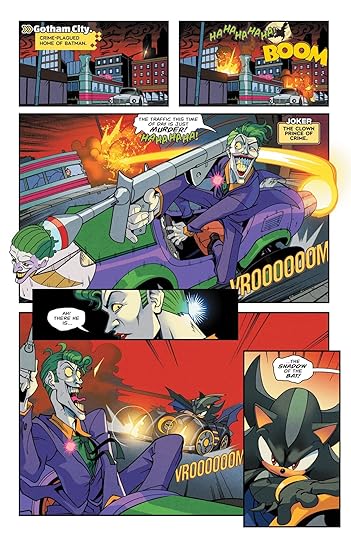 Shadow fights the Joker in DC x Sonic issue #3.