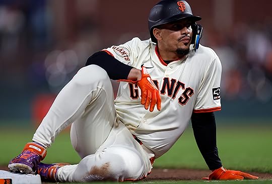 San Francisco Giants’ Willy Adames (2) sits at third base...