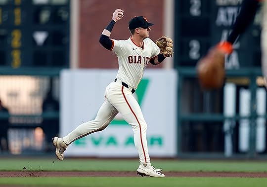 San Francisco Giants’ Tyler Fitzgerald (49) throws to first for...