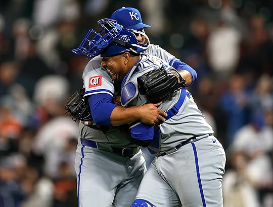 Kansas City Royals’ Carlos Estévez (53) celebrates the final out...
