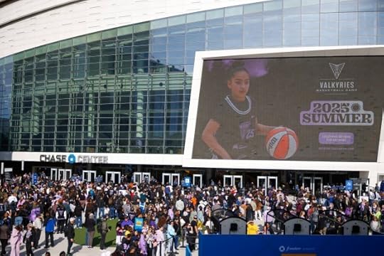 People head inside for the Golden State Valkyries first home opener against the Los Angeles Sparks at the Chase Center in San Francisco, Calif., on Friday, May 16, 2025. (Shae Hammond/Bay Area News Group)