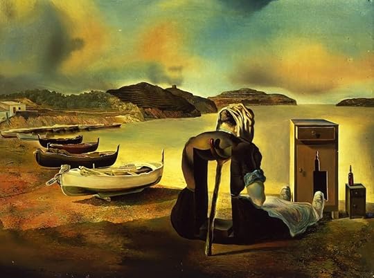 Salvador Dalí painting of a giant nurse sitting on the shore, The Weaning Of Furniture Nutrition, which (ugh) apparently is pro-Nazi