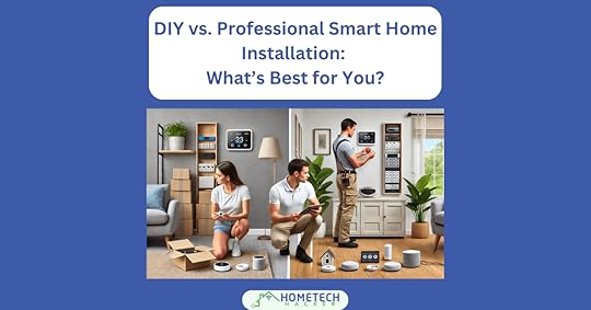 A woman doing a DIY smart home installation on one side with two professionals doing smart home installation on the other along with the article title and HomeTechHacker Logo
