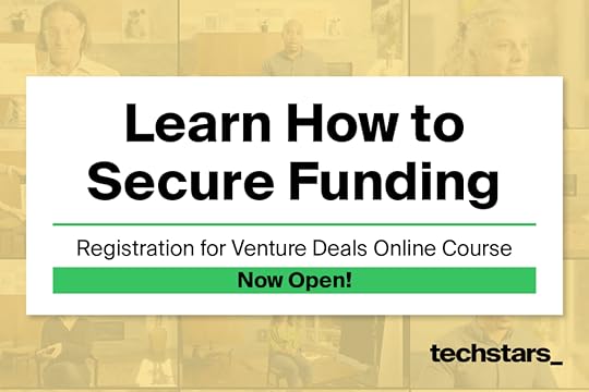 Promotional image for an online course titled 'Learn How to Secure Funding', featuring text about registration being open for the Venture Deals course.